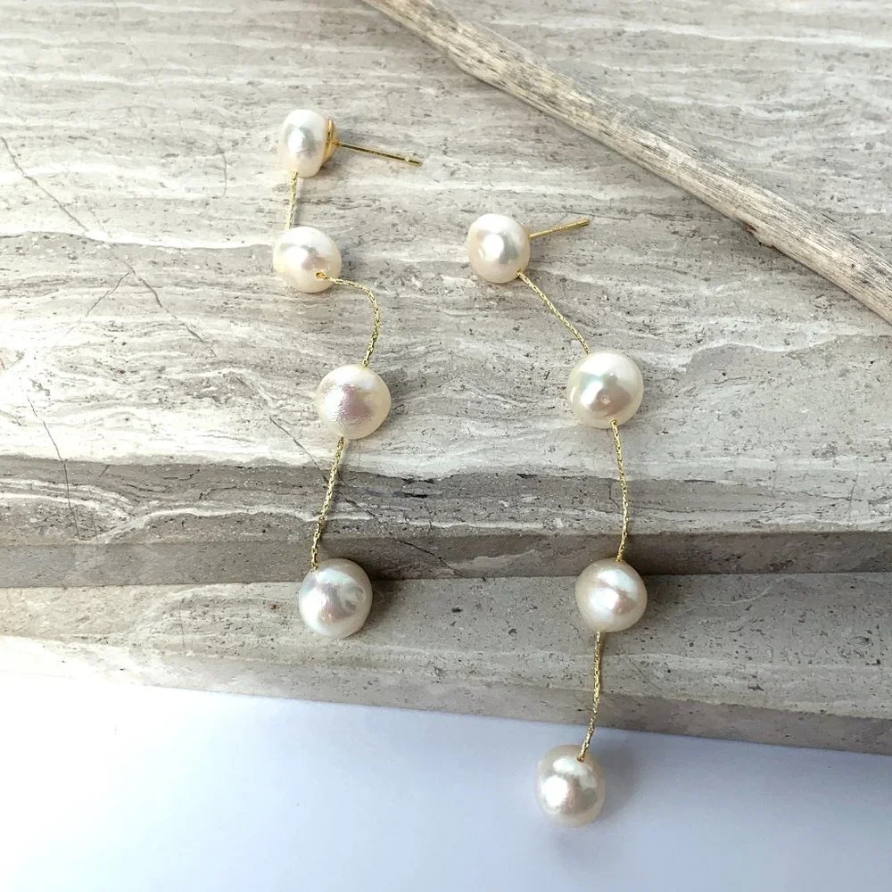 New ~ Anthropologie BHLDN "Leonor" Long Pearl Earrings_4